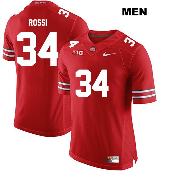 no. 34 Mitch Rossi Authentic Stitched Ohio State Buckeyes Red Mens College Football Jersey