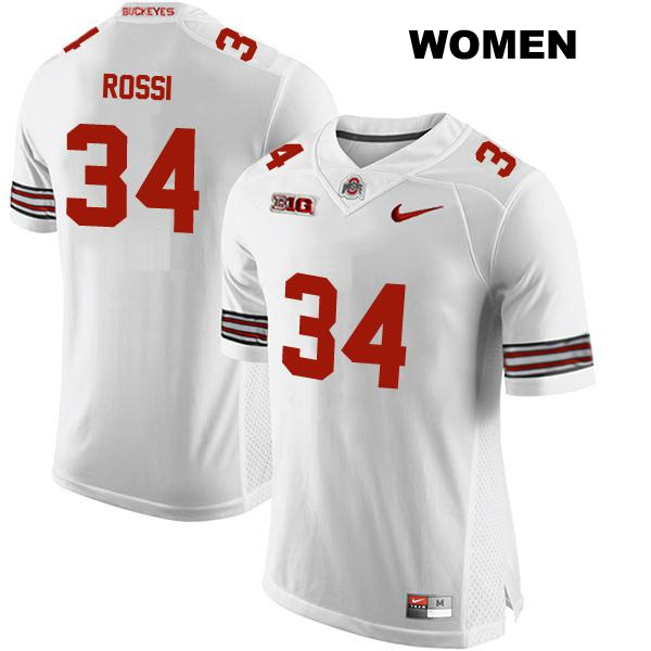 no. 34 Stitched Mitch Rossi Authentic Ohio State Buckeyes White Womens College Football Jersey