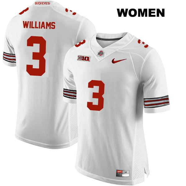no. 3 Miyan Williams Authentic Ohio State Buckeyes Stitched White Womens College Football Jersey
