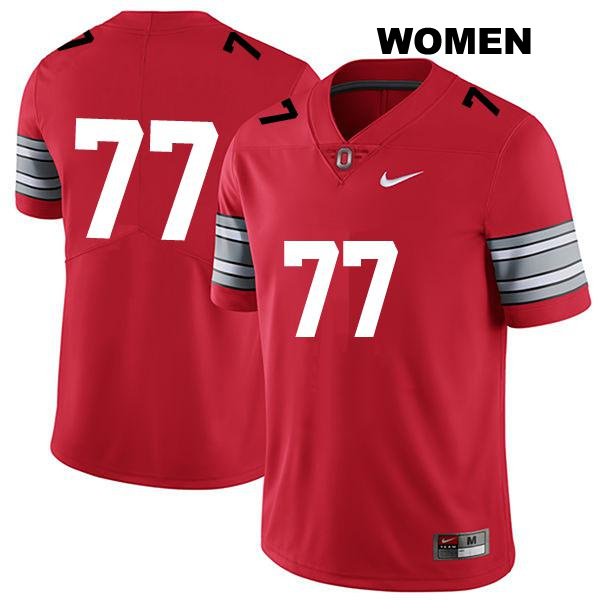 no. 77 Paris Johnson Jr Authentic Stitched Ohio State Buckeyes Darkred Womens College Football Jersey - No Name