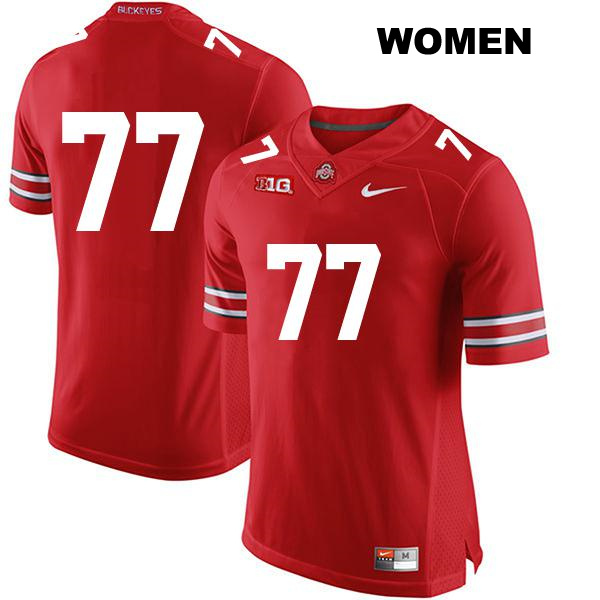 no. 77 Paris Johnson Jr Authentic Ohio State Buckeyes Red Stitched Womens College Football Jersey - No Name