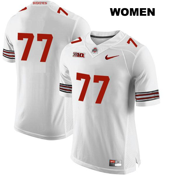 no. 77 Paris Johnson Jr Authentic Ohio State Buckeyes Stitched White Womens College Football Jersey - No Name