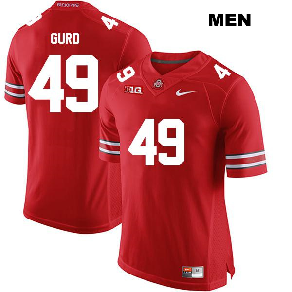 no. 49 Patrick Gurd Authentic Ohio State Buckeyes Stitched Red Mens College Football Jersey