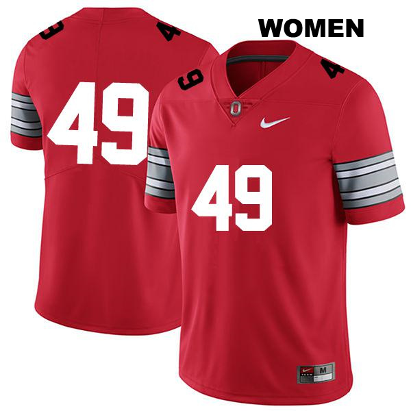 no. 49 Stitched Patrick Gurd Authentic Ohio State Buckeyes Darkred Womens College Football Jersey - No Name