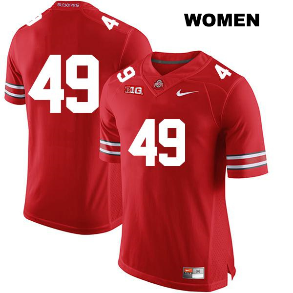 no. 49 Patrick Gurd Stitched Authentic Ohio State Buckeyes Red Womens College Football Jersey - No Name