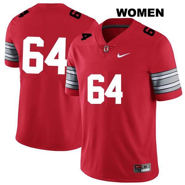 no. 64 Quinton Burke Authentic Stitched Ohio State Buckeyes Darkred Womens College Football Jersey - No Name