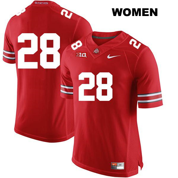 Stitched no. 28 Reid Carrico Authentic Ohio State Buckeyes Red Womens College Football Jersey - No Name