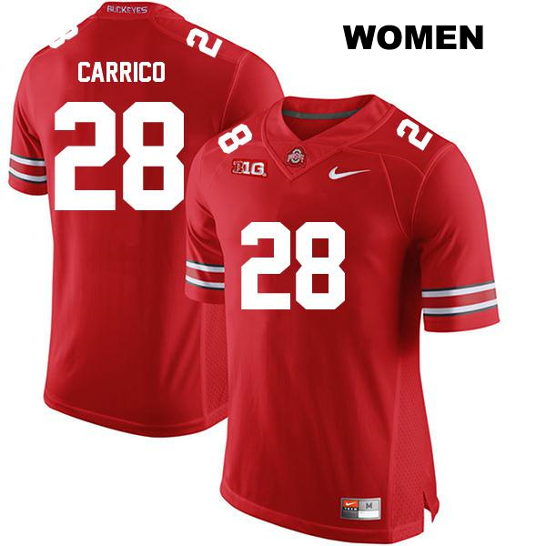 no. 28 Reid Carrico Authentic Ohio State Buckeyes Stitched Red Womens College Football Jersey