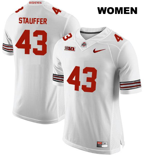 no. 43 Riordin Stauffer Authentic Stitched Ohio State Buckeyes White Womens College Football Jersey