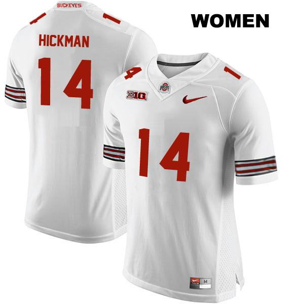 no. 14 Ronnie Hickman Authentic Ohio State Buckeyes White Stitched Womens College Football Jersey