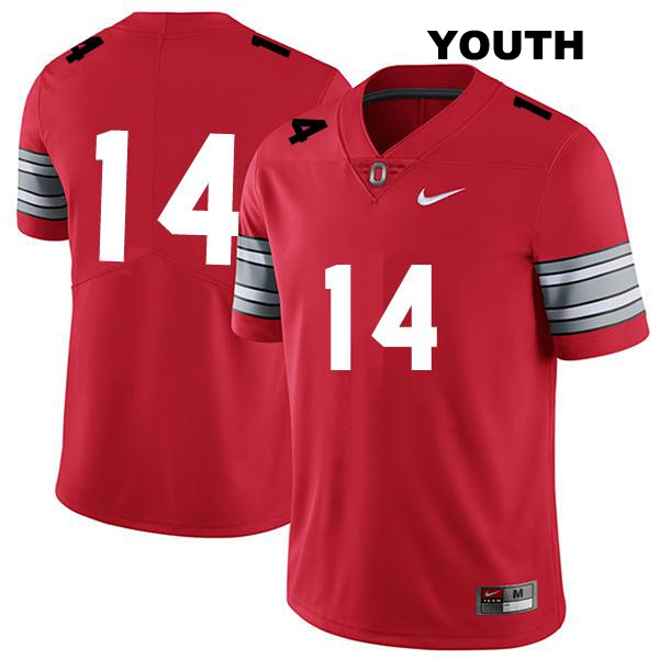 no. 14 Stitched Ronnie Hickman Authentic Ohio State Buckeyes Darkred Youth College Football Jersey - No Name