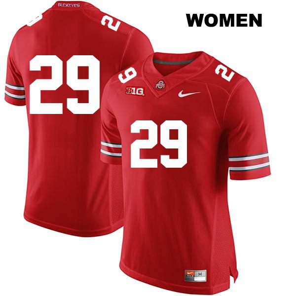 no. 29 Ryan Turner Authentic Stitched Ohio State Buckeyes Red Womens College Football Jersey - No Name