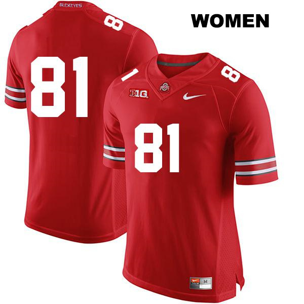 no. 81 Sam Hart Authentic Ohio State Buckeyes Stitched Red Womens College Football Jersey - No Name