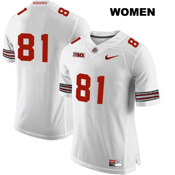 Stitched no. 81 Sam Hart Authentic Ohio State Buckeyes White Womens College Football Jersey - No Name