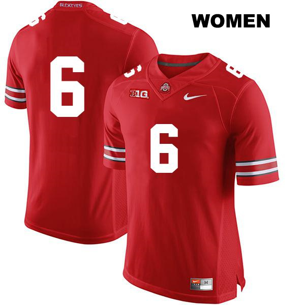no. 6 Taron Vincent Authentic Ohio State Buckeyes Red Stitched Womens College Football Jersey - No Name