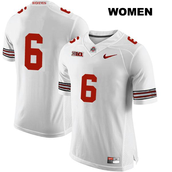 Stitched no. 6 Taron Vincent Authentic Ohio State Buckeyes White Womens College Football Jersey - No Name