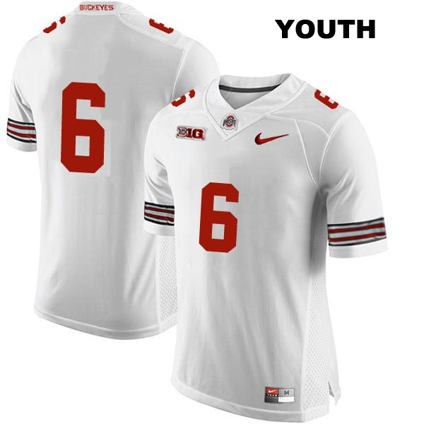 no. 6 Taron Vincent Stitched Authentic Ohio State Buckeyes White Youth College Football Jersey - No Name