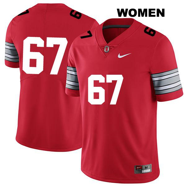 no. 67 Tegra Tshabola Authentic Ohio State Buckeyes Darkred Stitched Womens College Football Jersey - No Name