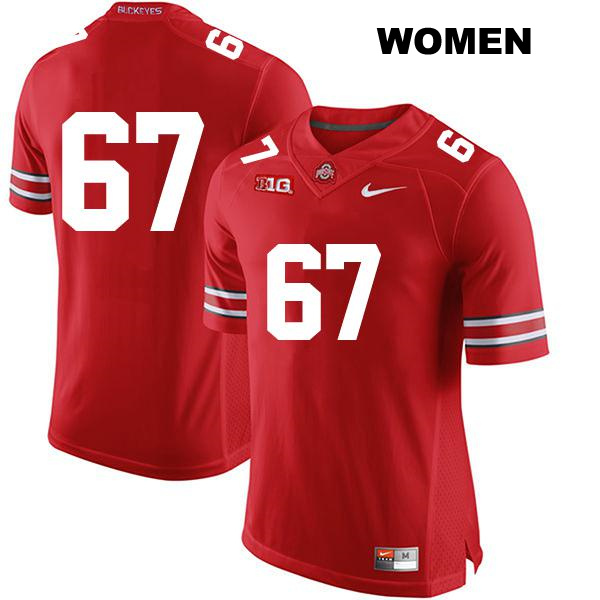 no. 67 Tegra Tshabola Authentic Ohio State Buckeyes Red Stitched Womens College Football Jersey - No Name