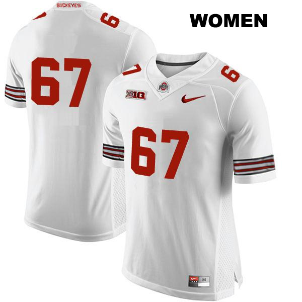 no. 67 Tegra Tshabola Authentic Ohio State Buckeyes Stitched White Womens College Football Jersey - No Name