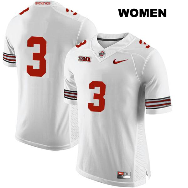 no. 3 Teradja Mitchell Authentic Ohio State Buckeyes White Stitched Womens College Football Jersey - No Name