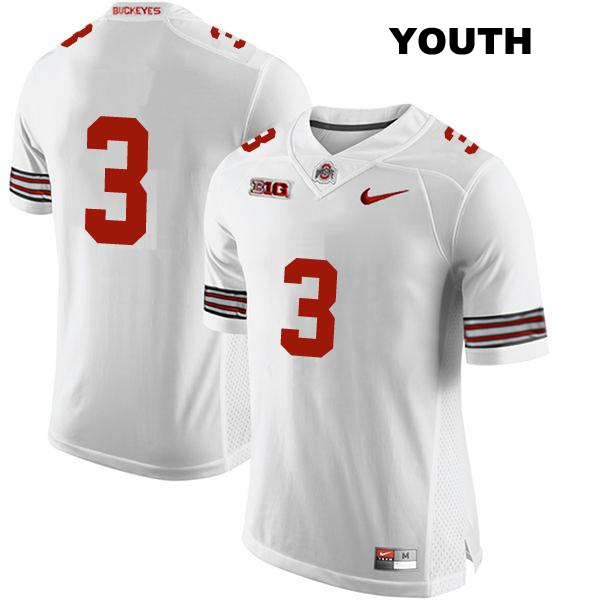Stitched no. 3 Teradja Mitchell Authentic Ohio State Buckeyes White Youth College Football Jersey - No Name
