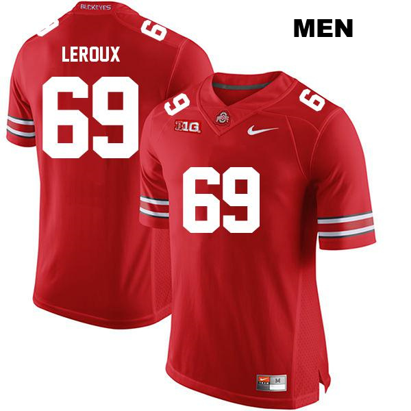 no. 69 Trey Leroux Authentic Stitched Ohio State Buckeyes Red Mens College Football Jersey