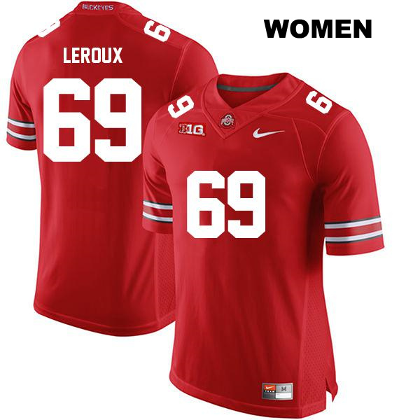 no. 69 Trey Leroux Authentic Ohio State Buckeyes Stitched Red Womens College Football Jersey