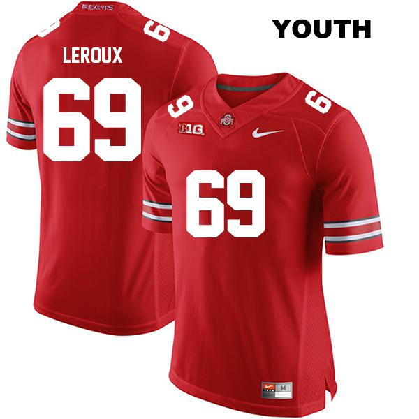 no. 69 Trey Leroux Authentic Ohio State Buckeyes Red Stitched Youth College Football Jersey
