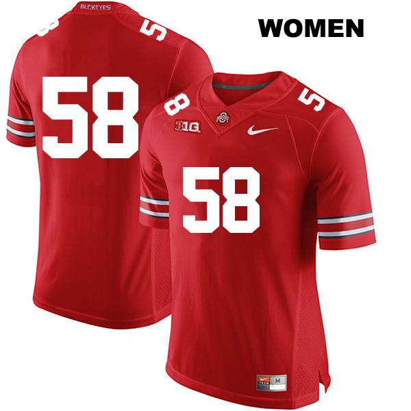no. 58 Ty Hamilton Authentic Ohio State Buckeyes Stitched Red Womens College Football Jersey - No Name