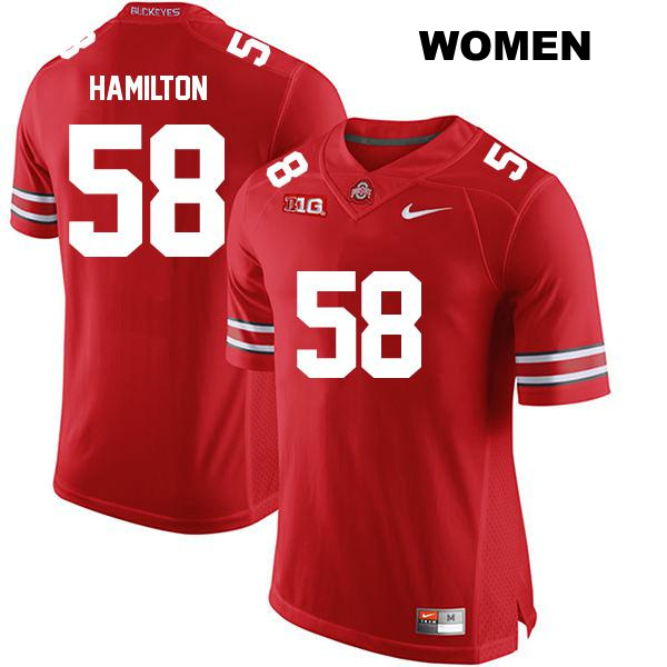 no. 58 Ty Hamilton Authentic Stitched Ohio State Buckeyes Red Womens College Football Jersey