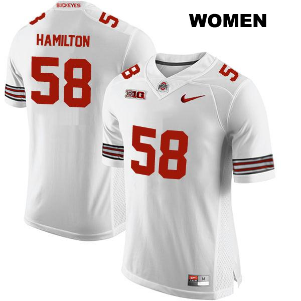 no. 58 Ty Hamilton Authentic Stitched Ohio State Buckeyes White Womens College Football Jersey