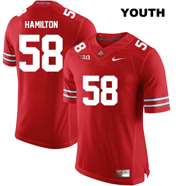 no. 58 Ty Hamilton Authentic Ohio State Buckeyes Stitched Red Youth College Football Jersey