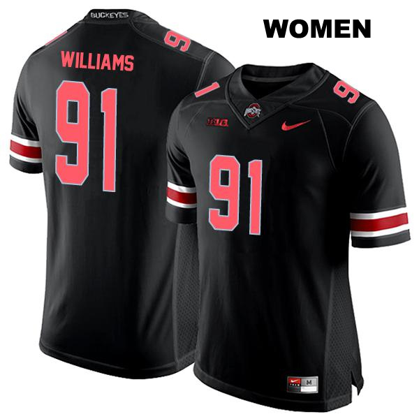 Stitched no. 91 Tyleik Williams Authentic Ohio State Buckeyes Black Womens College Football Jersey