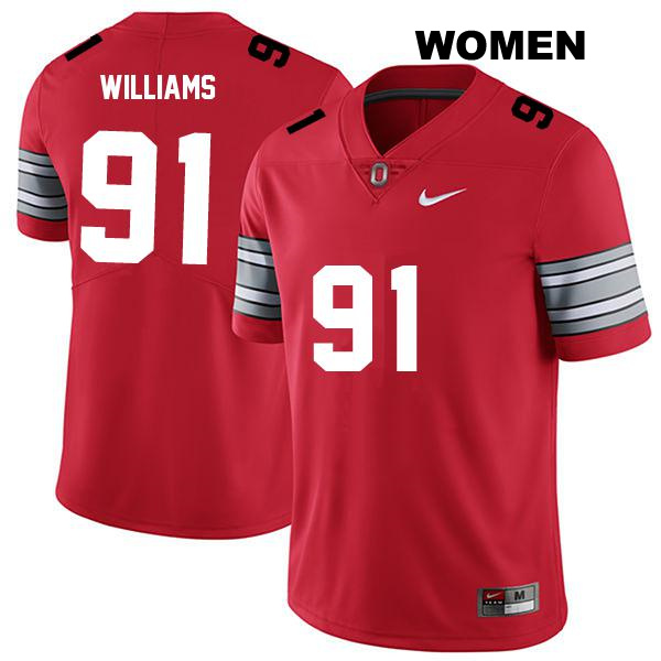 no. 91 Tyleik Williams Authentic Ohio State Buckeyes Darkred Stitched Womens College Football Jersey