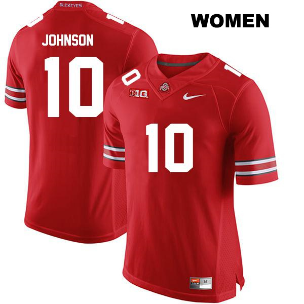 no. 10 Xavier Johnson Authentic Ohio State Buckeyes Stitched Red Womens College Football Jersey