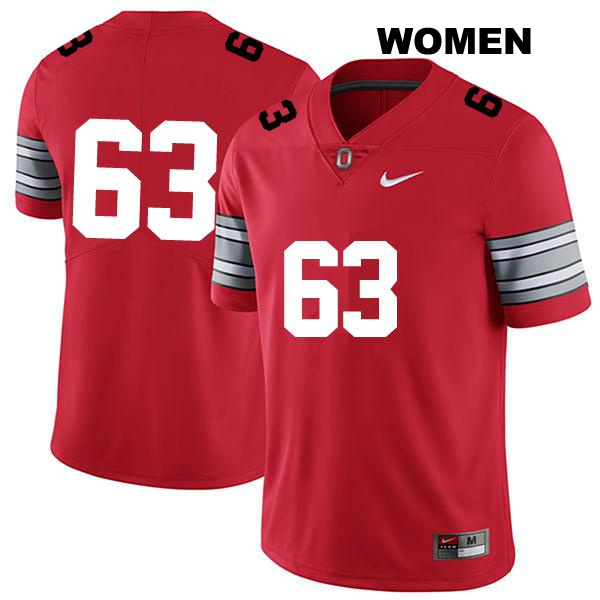 Stitched no. 63 Zach Prater Authentic Ohio State Buckeyes Darkred Womens College Football Jersey - No Name