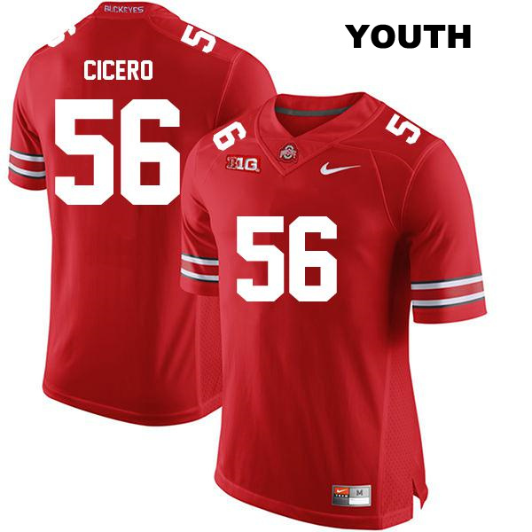 Stitched no. 56 Zack Cicero Authentic Ohio State Buckeyes Red Youth College Football Jersey