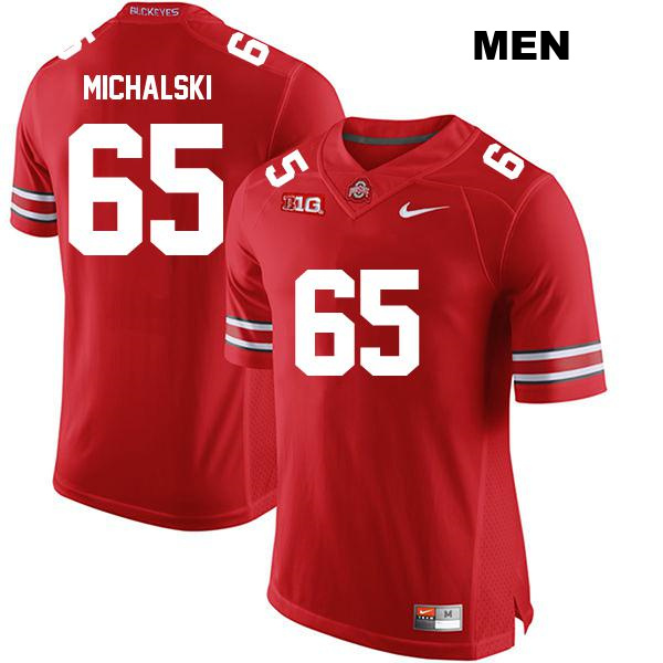 Stitched no. 65 Zen Michalski Authentic Ohio State Buckeyes Red Mens College Football Jersey